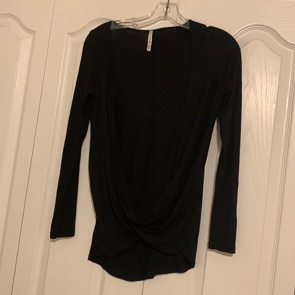 Black/ Faux wrap T-Shirt - Picture 2 of 7